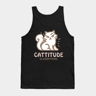 Cattitude Is Everything | Cute Kitty Cat with an attitude | Cat Puns | Attitude Is Everything Tank Top